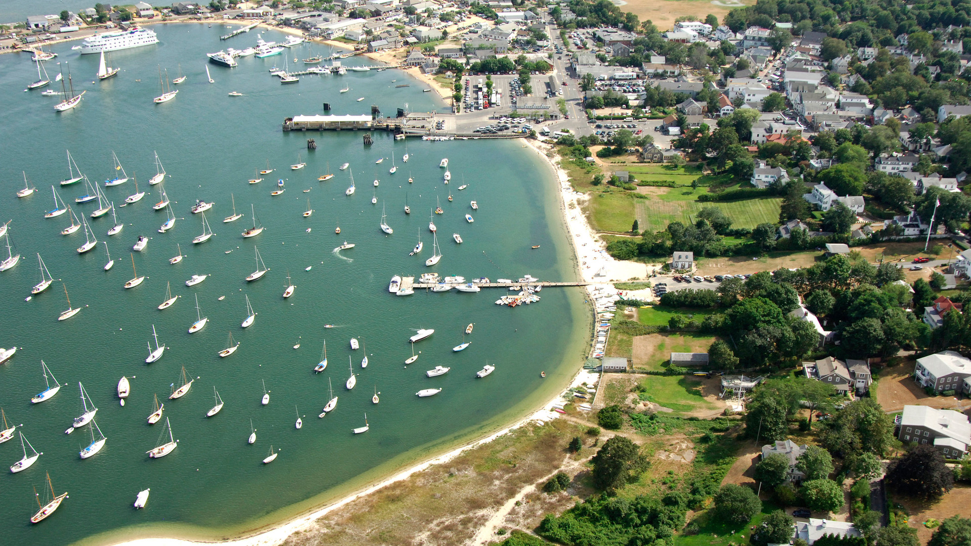 Aerial view of Vineyard Haven harbor